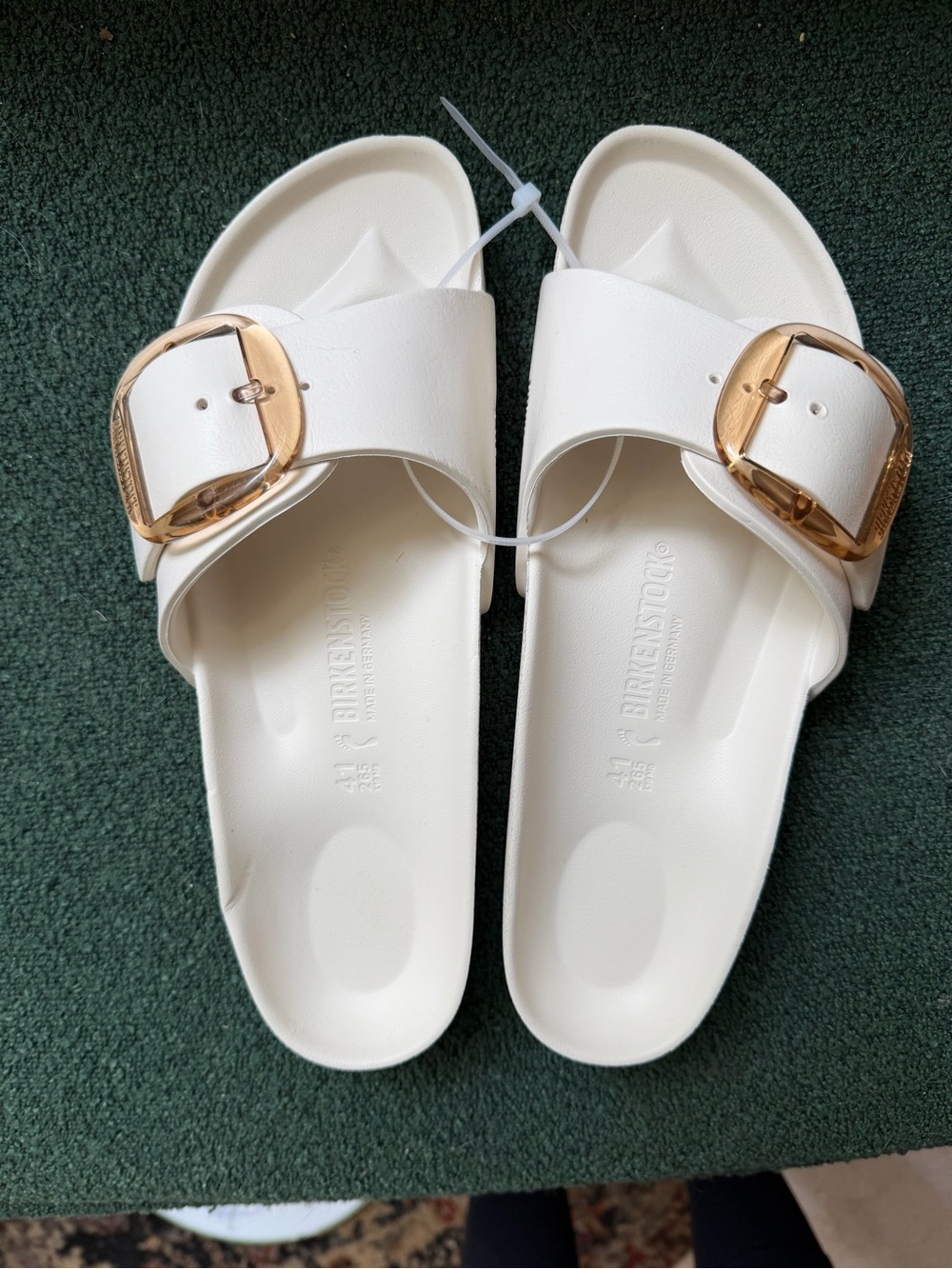 Birkenstock White Madrid Slide Sandals with Buckles